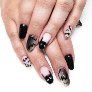 Bat and Cat Black Nails - Fitlife Mantra
