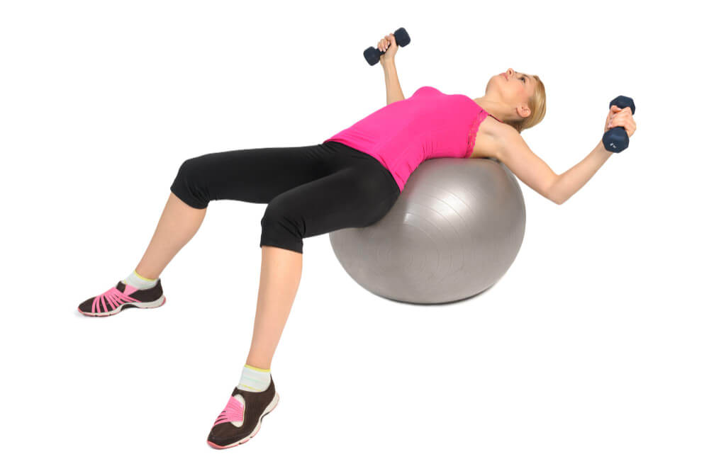 Dumbbell Fly On Exercise Ball - Fitlife Mantra